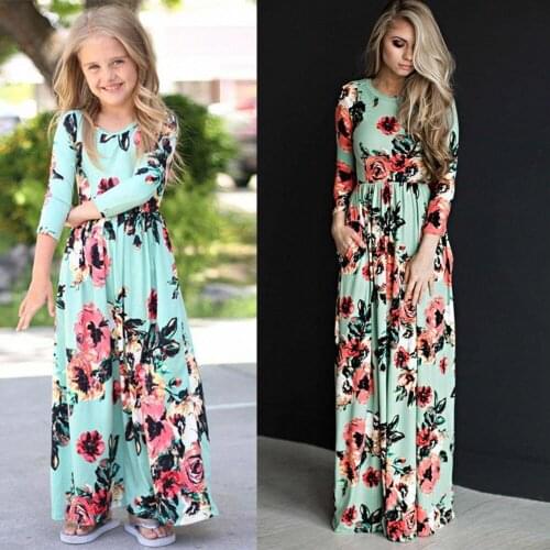 Mother & Kids dress Long Dress Sundress Dresses For Family Matching Outfits Beach Party Bohemia Maxi Dress with Pocket