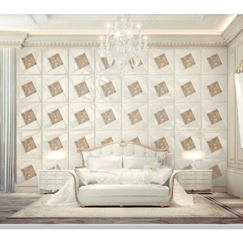 Papel de parede luxury embossed lattice European soft bag 3d stereo wallpaper mural,living room tv wall bedroom home decor