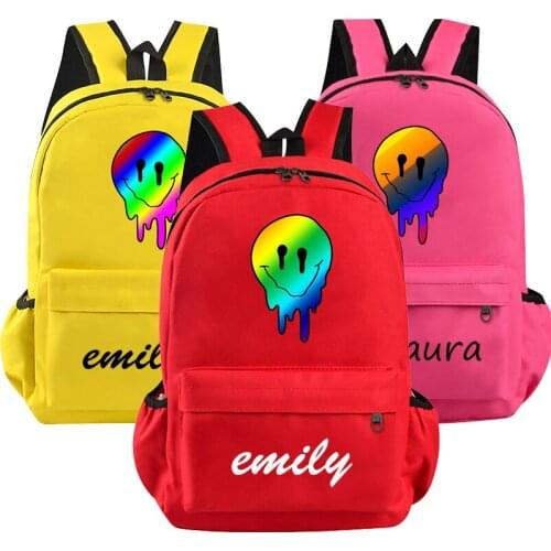 Personalized Printing Candy Color Backpack Bookbag Students School Custom Made Backpack Bags For Teenage Girls Boys