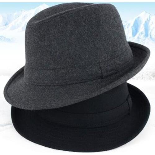 Fedora Hats For Men Imitation Wool Panama Hat New Winter Warm Jazz Hats Trilby Chapeau Femme Caps H3