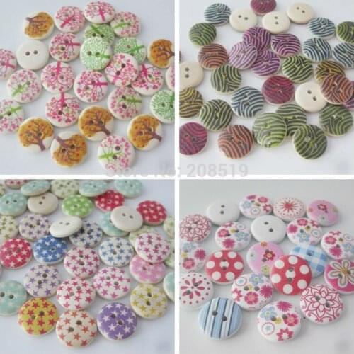 WBNGGS 300pcs 15MM buttons round painting sewing button DIY craft supplies