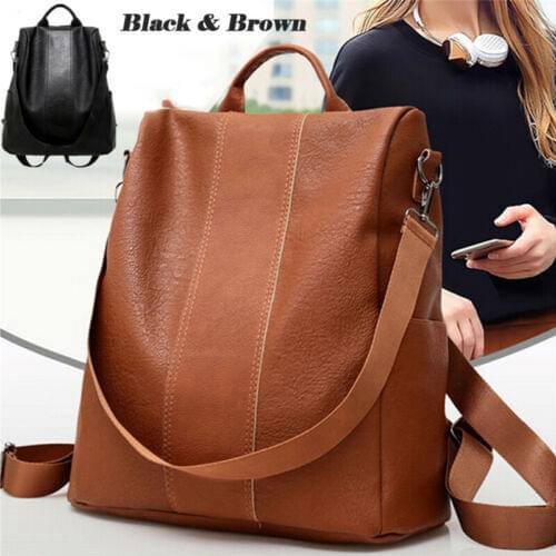 Female anti-theft backpack classic PU leather solid color backpack canta fashion shoulder bag