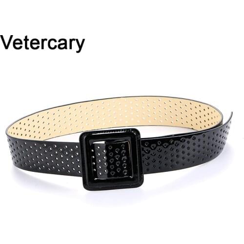 Big square buckle belts Women Fashion Wide black Leather Belt Woman many Drilling Jeans Female Top Quality Straps Ceinture Femme