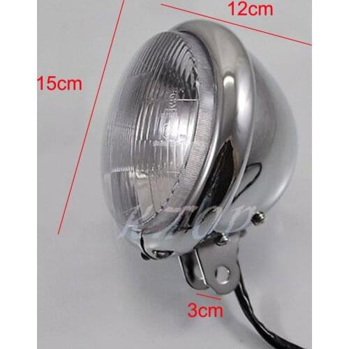 ZORBYZ Motorcycle Retro Chrome Metal Clear Lens Halogen Headlight Fits For Harley Cafe Racer Bobber Custom