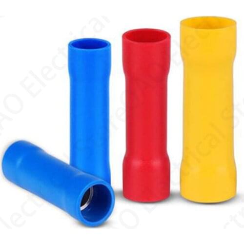 100Pieces BV1.25 BV2 BV5.5 Insulated Straight Wire Butt Connector Electrical Crimp Terminals BV1 BV5