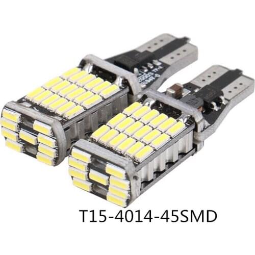 200Pcs/Lot T15 921 W16W 45 SMD 4014 LED Auto Lamp CANBUS NO ERROR Reverse Lights Car Daytime Running Light White DC 12V