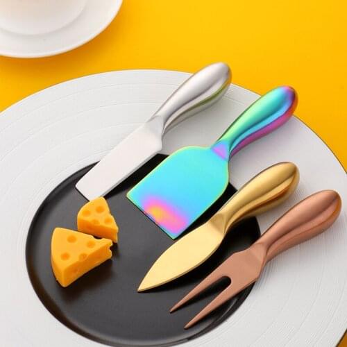 4Pcs Stainless Steel Cheese Knife Set Jam Butter Spread Cheese Slicer Cutter,Butter Knife,Spatula & ForK Kitchen Creative Tools