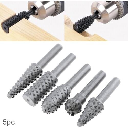 5 pcs /set Woodworking Shaped Rotary File 1 / 4" Woodworking Scythe Grinding Head