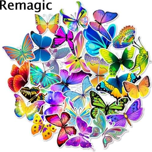 50pcs Colorful Monarch Butterfly Scrapbooking Stickers Packs Waterproof Skateboard Luggage Motorcycle Guitar Graffiti Kid Toy