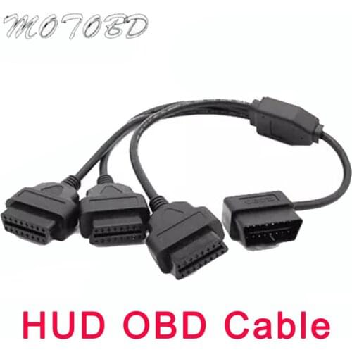 HUD OBD Cable One Male To 3 Female Extension Cable 3 In 1 OBDII OBD-II OBD 2 OBD2 16 Pin Car Diagnostic Adapter with 50CM Cable