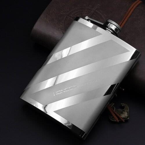 8oz portable 304 stainless steel flagon russia Stripe metal flagon