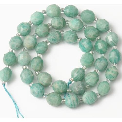 8MM Natural Faceted Amazonite Stone Beads Top Quality Jewellery Round Loose Spacer Beads For Jewelry Making Diy Bracelets 15Inch