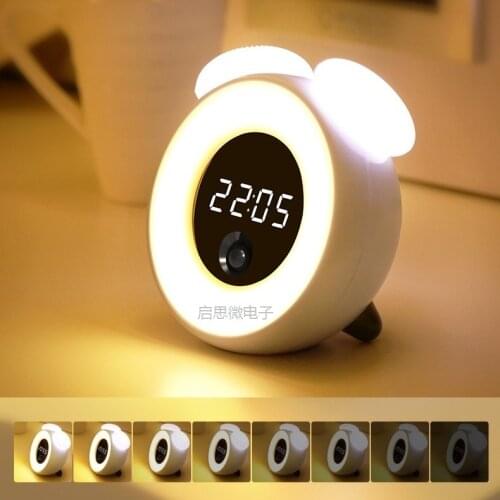 Digital LED Alarm Clock 12H/24H Alarm Snooze Function Mirror Clock Indoor Dimming Infrared Motion Sensor night lamp Electro
