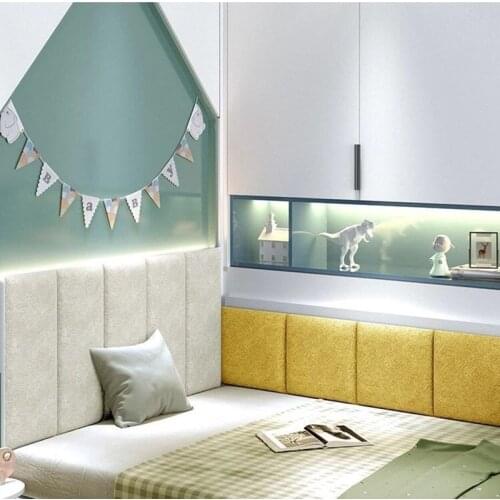 Kids Bedroom Bed Headboard Soft Pack Sticker Tatami Home Decor Anti-collision 3D Wall Stickers Wall Panels Aesthetic