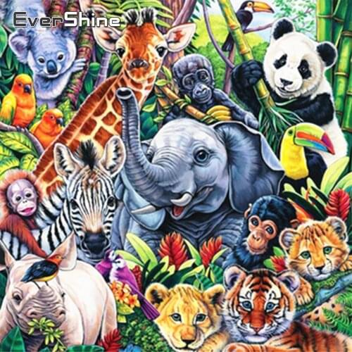 EverShine Diamond Embroidery Animal Full Square Diamond Painting Panda Cross Stitch Mosaic Picture Of Rhinestones Handicraft