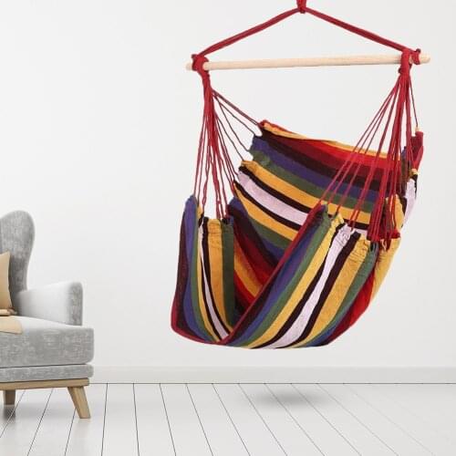 Portable Canvas Hammock Chair Swing Indoor Garden Sports Home Travel Leisure Hiking Camping Stripe Hammock Hanging Bed