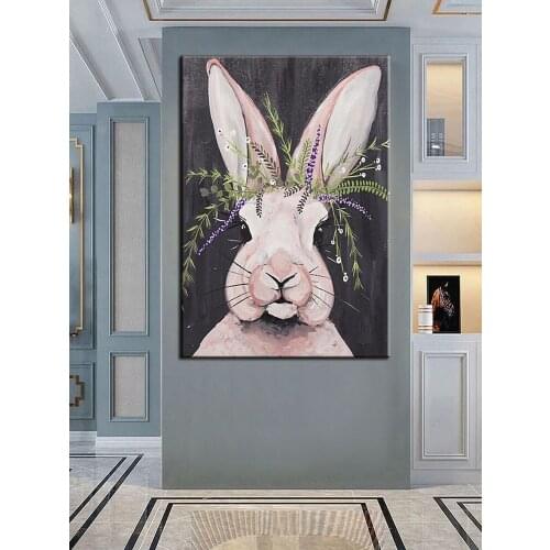 Rabbit Painting Canvas Art High Quality Oil Painting On Canvas Pictures Modern Decoration Wall Art Living Room Decor Pictures