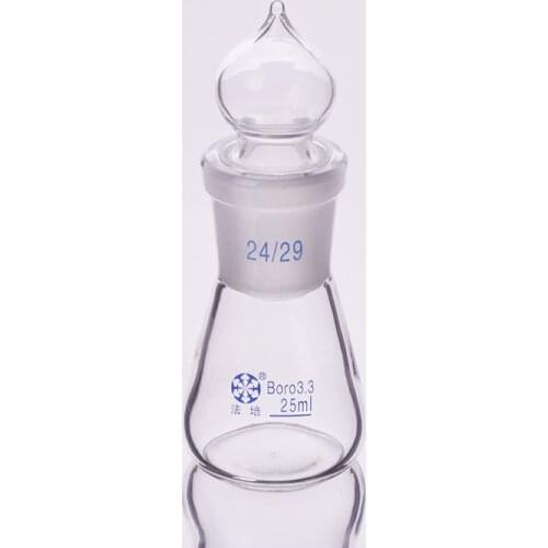 Conical flask with standard ground-in glass stopper,Capacity 25ml,joint 24/29,Erlenmeyer flask with standard ground mouth