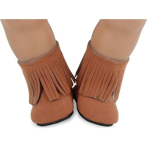Brown Tassel shoes Wear Fit 17 inch 43cm Doll Born Baby Doll Accessories For Baby Birthday Festival Gift