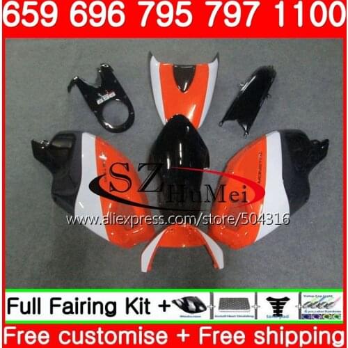 Body For DUCATI 659 696 795 796 797 09 10 11 98SH4 696S 795S 796S 821 1100 1100S M1000 1200 2009 2010 2011 Fairing Orange white