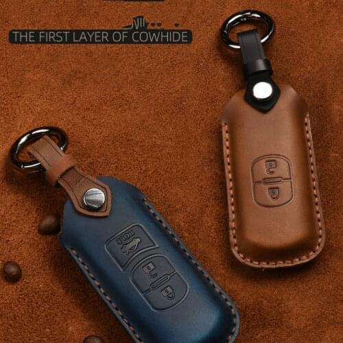 Leather Car Key Case Cover For Mazda 2 3 6 Axela Atenza CX-5 CX5 CX-7 CX-9 2014~17 Auto Key Shell