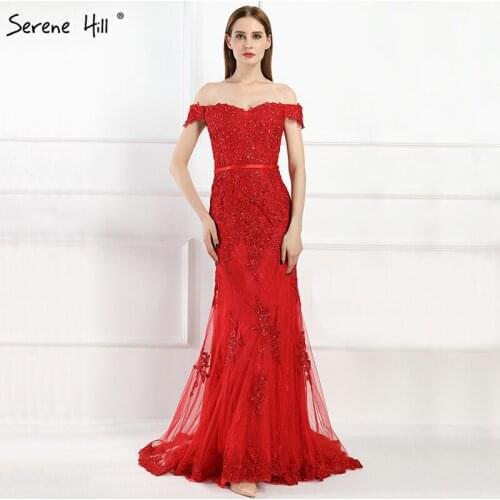 Red Green Mermaid Lace Sexy Diamond Evening Gowns Long Evening Dress For Women New Style 2020 Serene Hill LA6018