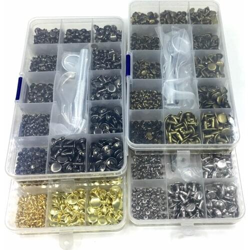 Metal Belt Rivets 5+6+7+8+9+10mm Double Cap Rivets Snaps Leather Bag Buttons Shoes nails Pet Collar Decor Buttons Rivet tools