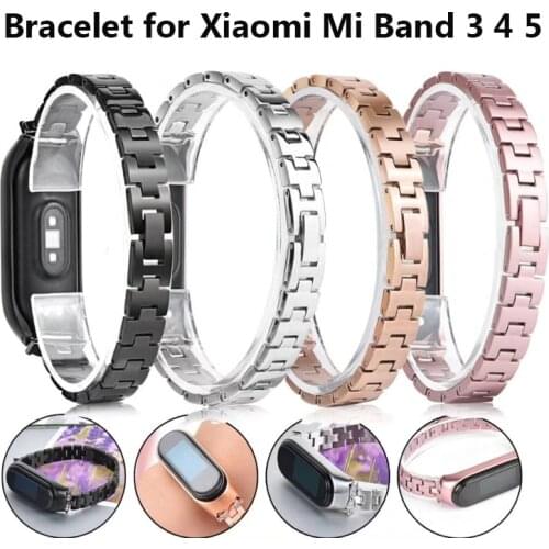 Metal Bling Mi Band 5 6 Miband 3 4 Bracelet Stainless Steel Replacement Wristband Accessories for Xiaom Mi6 Mi5 Mi4 Watchband