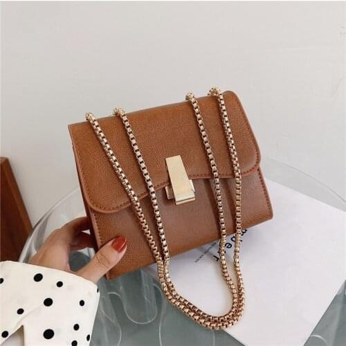 Fashion Designer Chain Crossbody Bag for Women 2020 Solid Color PU Leather Lady Shoulder Messenger Bag Adies Purse and Handbag