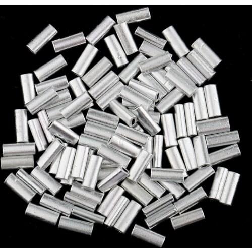 200Pcs Aluminum Fishing Wire/Line/Cable Single Barrel Crimp Sleeves Replacement - 1.0mm and 1.2mm Inner Diameter Combo Set