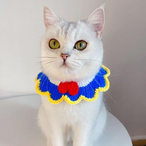 Handmade Knitting Adjustable Flower Bow Knot Cat Bib Pet Collar Accessories Cat Supplies Pet Products