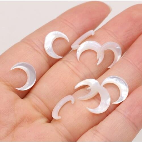 Natural Freshwater White Shell Moon Shape Pendant Beads Cute Fresh Handmade Crafts DIY Necklace Earrings Jewelry Accessories