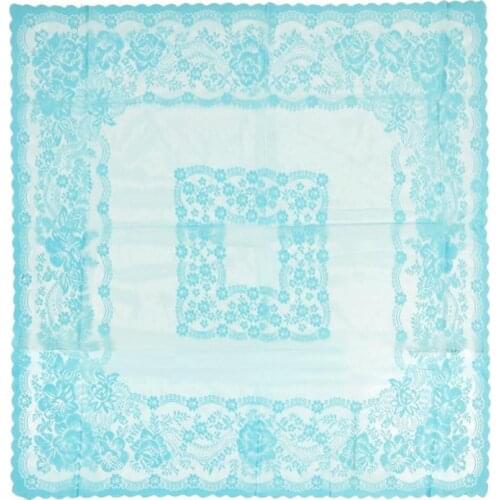 Knitting Board Patterned Console Cover Delicate Turquoise