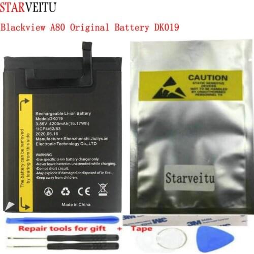 Original Battery for Blackview A80 A80s 4200mAh Rechargeable DK019 Li-ion Batteries for Quad Rear Cameras 6.21'' Mobile Phone