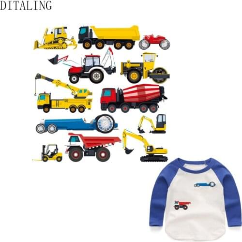 Iron-On Transfer For Children Truck Patch DIY Washable Heat Transfer Vinyl Sticker Kids Boy Thermal Press Patch Custom Appliqued