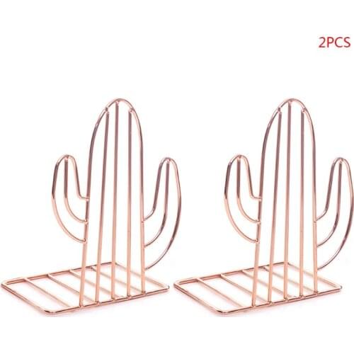 2PCS/Pair Creative Cactus Shaped Metal Bookends Book Support Stand Desk Organizer Storage Holder Book Shelf