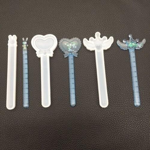 DIY crystal glue magic wand bunny love ruler wings ruler mirror resin silicone mold uv tape graduation creative handmade