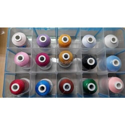Embroidery thread 15 popular colors gift thread kit includes glow in the dark embroidery thread 3 cones, 1000 meters each