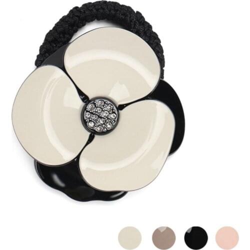 Scrunchies Hair Ties Rope - New Camellia Flower Ponytail Holder for Women Girl Elastic Classic Hair Accessory Ornament for Tiara