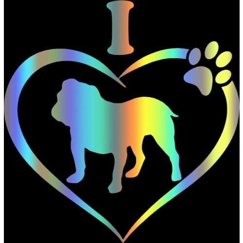 S51538 Various Sizes/Colors Car Stickers Vinyl Decal I Love My English Bull Dog Animal Motorcycle Decorative Accessories