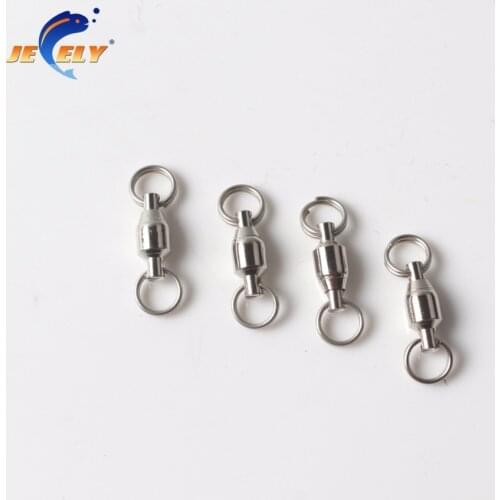 Jeely 50pcs/bag 0/1/2/3/4/5/6/7/8/9/10 Ball Bearing Swivel with Split Ring Carp Saltwater Terminal Fishing Tackle