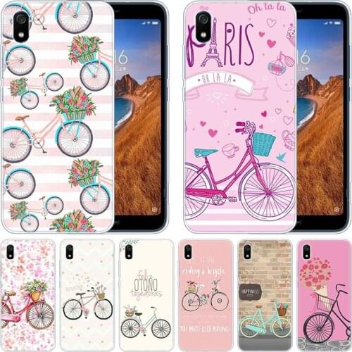 Silicone Case Girl loves pink bicycle for Xiaomi Redmi K20 Pro 7 7A 6 6A 4X 5 Plus S2 GO Note 8 7 6 5 Pro 4 Fashion Cover