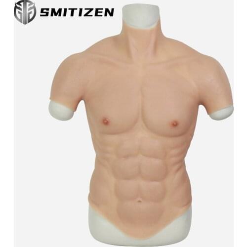 Smtizen Realistic Silicone Fake Muscle Suit For Man Csoplay Fake Belly Halloween Party Macho Muscle Chest Crossdresser