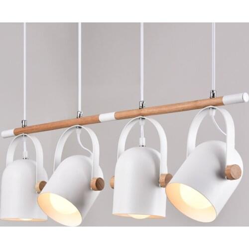 Nordic European 4 Heads Pendant Lights For Dinning Room Restaurant Modern Wooden Pendant Lamp Hanging Lights 110-240V