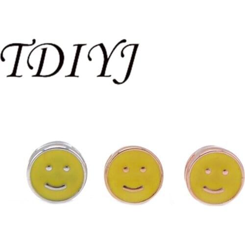 TDIYJ 8MM Smile Emjoy Cute Slide Charms Fit For Stainless Steel 8MM Mesh Bracelets Women Jewelry 12Pcs/lot