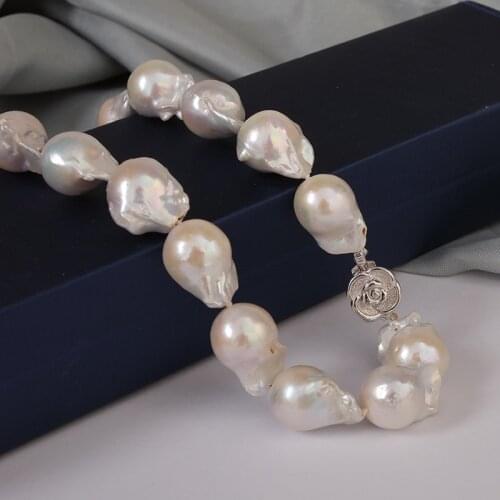 [YS] 12-13mm High Quality White Baroque Irregular Freshwater Pearl Necklace Jewelry