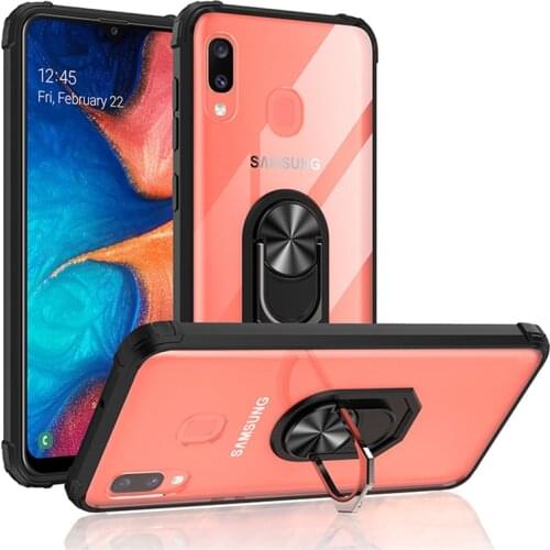 For Samsung Galaxy A10 A20 A30 A40 A50 A70 Luxury Armor Magnetic Car Holder Phone Case for A30S A50S A70S Transparen Clear Cover