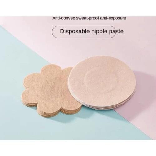 Womens Breathable Disposable Non-woven Plum-shaped Breast Stickers CreativeRound Anti-glare Anti-bump Thin Chest Stickers 10/50
