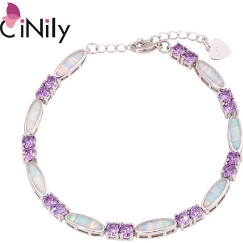 CiNily White Fire Opal Silver Plated Bracelets for Women Fashion for Womens Jewelry Chain Bracelet OS675