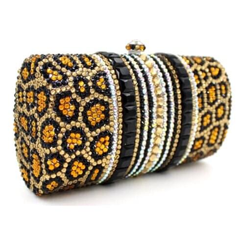 Women Socialite Leopard Rhinestones Crystal Evening Clutches Bag Wedding Dress Bridal Diamond Chains Shoulder Handbags Purses
